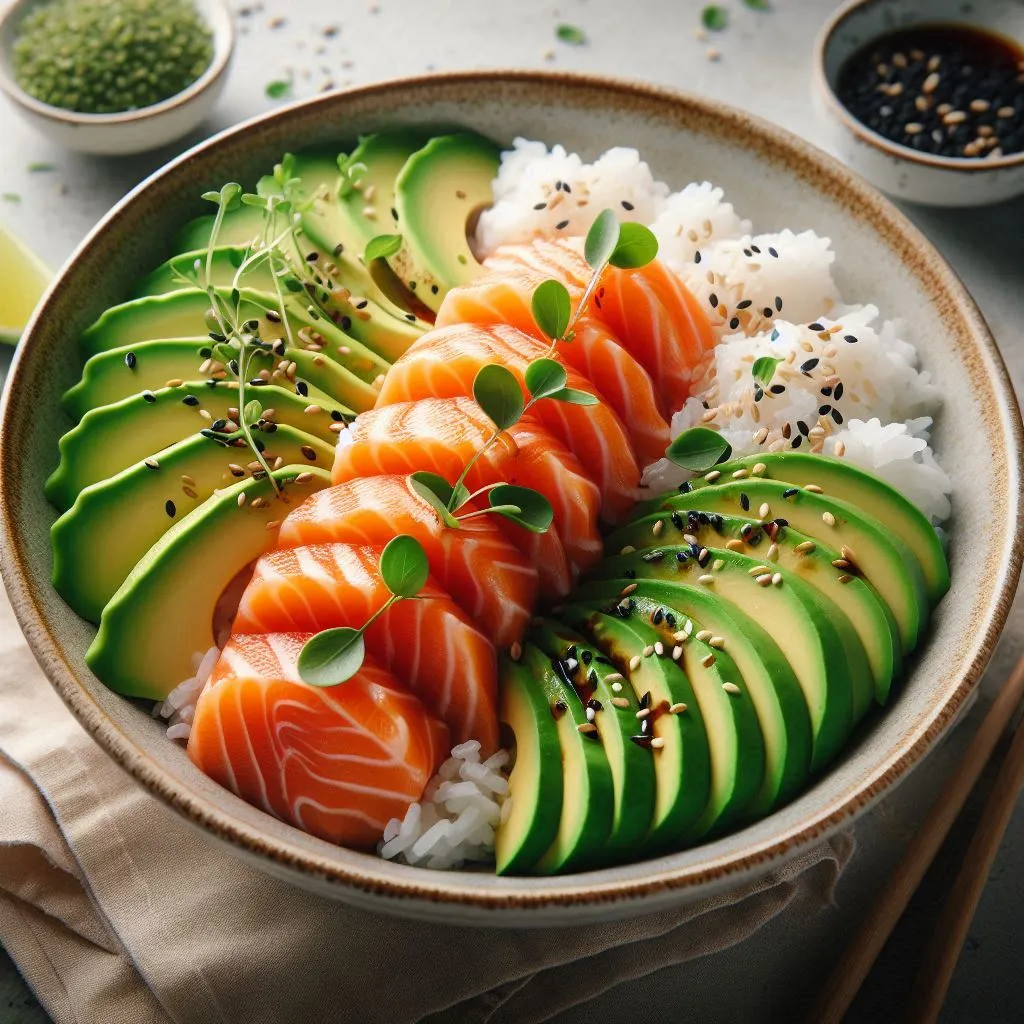 healthy recipes for seniors salmon avocado rice bowl