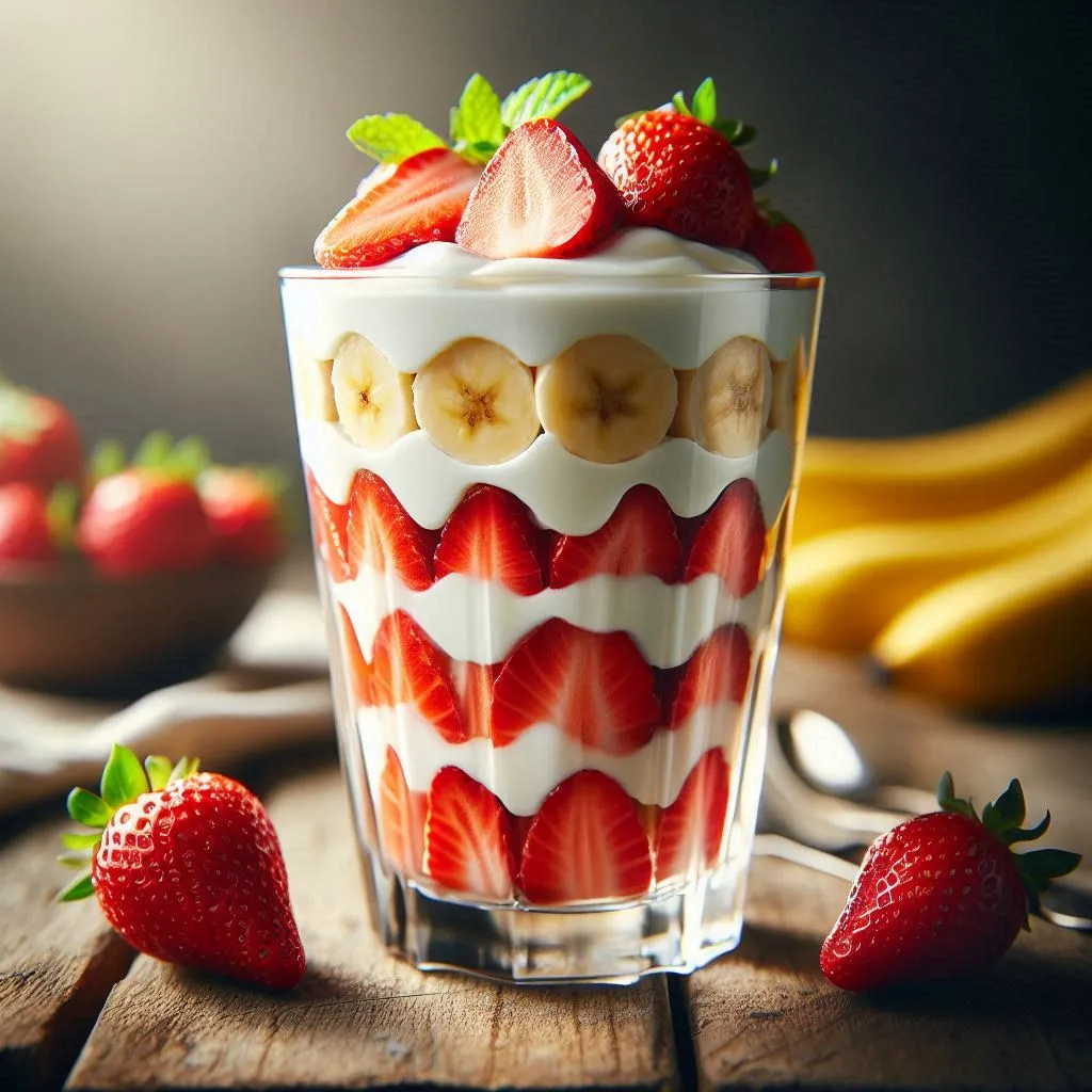 healthy recipes for seniors strawberry banana yogurt parfait layered breakfast