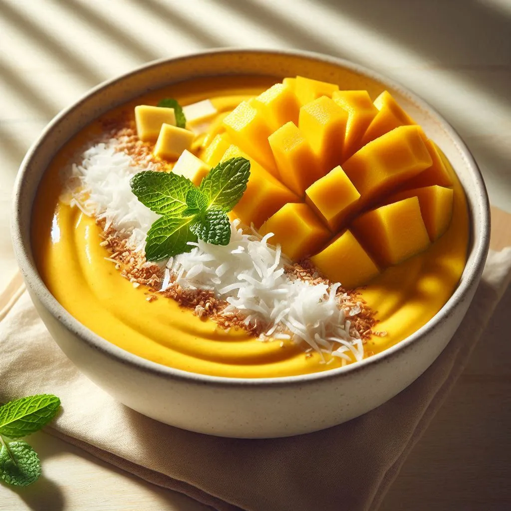 healthy recipes for seniors mango coconut smoothie bowl tropical breakfast