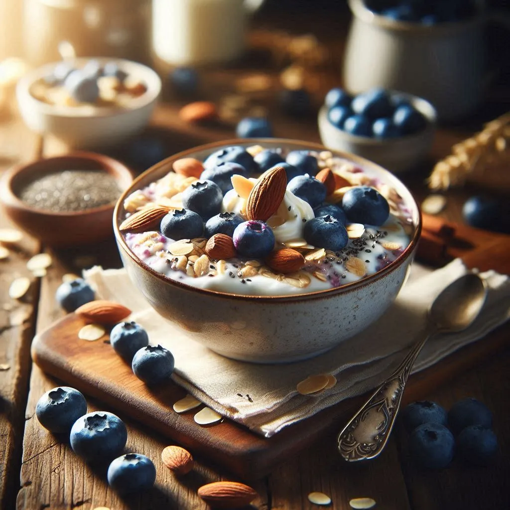healthy recipes for seniors blueberry almond overnight oats fiber rich breakfast
