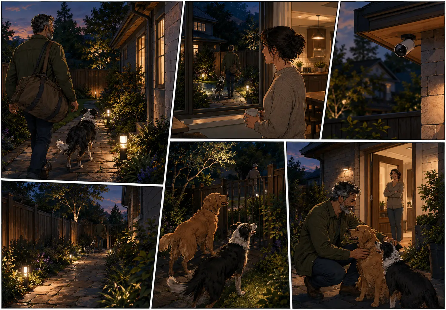 Quiet evening at home with outdoor security awareness