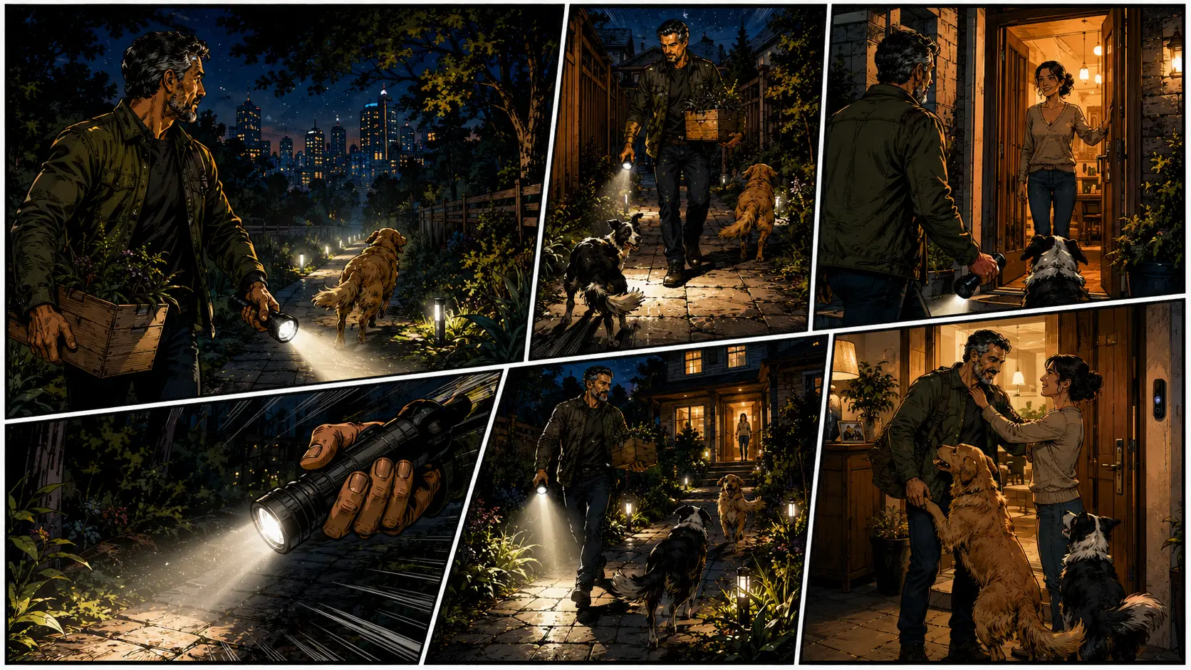 Returning home along a visible path at night