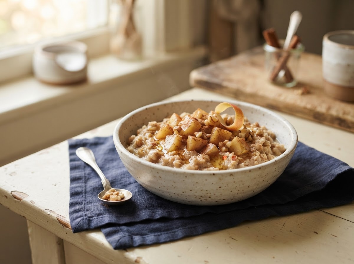 fast apple cinnamon oats — inexpensive ten-minute breakfast or dessert